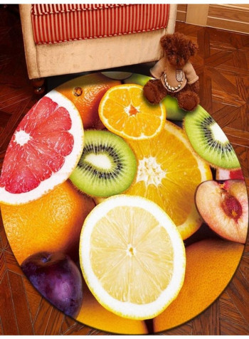 Lemons Printed Floor Mat Yellow/Green/Red 140x140cm