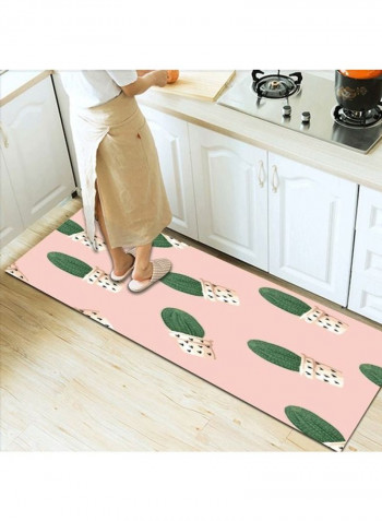 1-Piece Fresh Cactus Pattern Anti-Skidding Durable Cozy Carpet Pink/Green 120x160cm