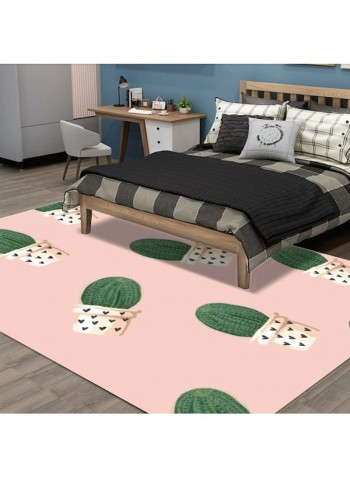 1-Piece Fresh Cactus Pattern Anti-Skidding Durable Cozy Carpet Pink/Green 120x160cm
