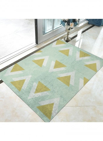 1-Piece Simple Triangles Patterned Rectangle Non-Slip Floor Rug Green/White/Yellow 120x160cm