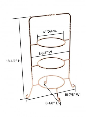3-Tier Dessert Plate Rack Gold 18.5inch