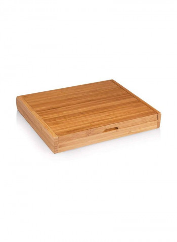 Toscana Soiree Cheese Board With Tools Set Brown/Silver 11x9.5x1.5inch