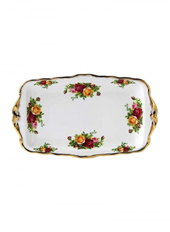 Bone China Sandwich Tray White/Green/Pink 11.8inch