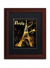 Gold Ornate Frame Eiffel Wooden Framed Wall Art Multicolour 11 x 11inch