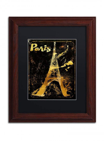 Gold Ornate Frame Eiffel Wooden Framed Wall Art Multicolour 11 x 11inch