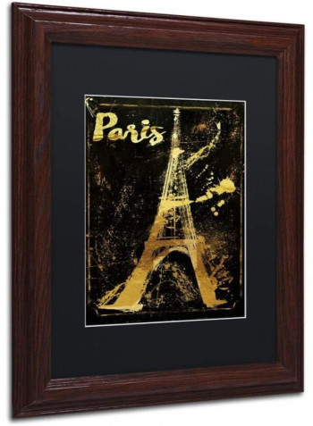 Gold Ornate Frame Eiffel Wooden Framed Wall Art Multicolour 11 x 11inch