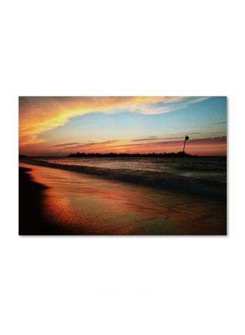 Lakeview Sunset Canvas Wall Art Multicolour 12 x 19inch