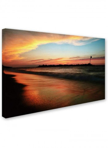 Lakeview Sunset Canvas Wall Art Multicolour 12 x 19inch