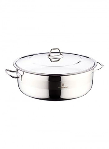 S/STEEL GRAND  LOW  CASSEROLE WITH  LID 36 CM (12 LT)