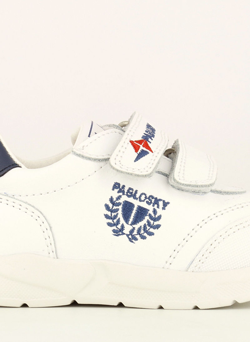 Brand Embroidered Velcro Sneakers White