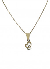 Chain Necklace With Twin Hearts Pendant
