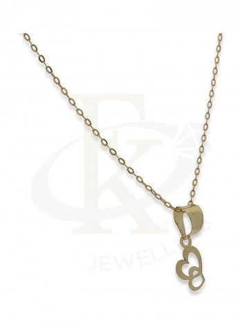 Chain Necklace With Twin Hearts Pendant