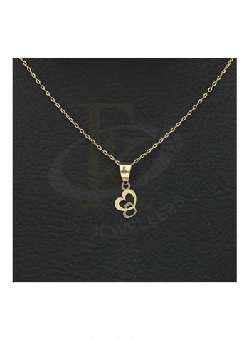 Chain Necklace With Twin Hearts Pendant