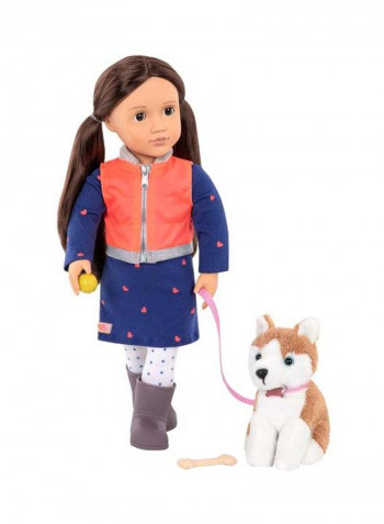 Leslie With Husky Pet Fashion Doll And Accessories Set BD31201Z 18inch