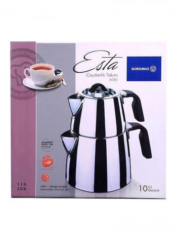 Esta Tea Pot Set Silver & Black 1.1 , 2.0L