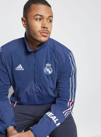 Real Madrid Travel Fleece Top Dark Blue