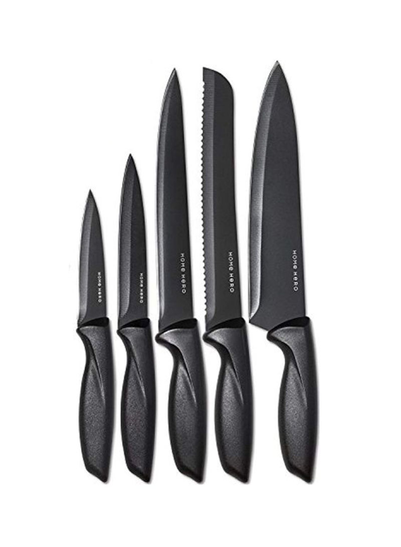 7-Piece Professional Knives Set With Stand Black 13.8x4.1x10.2inch