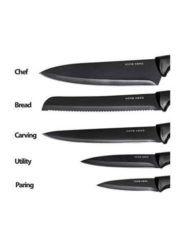 7-Piece Professional Knives Set With Stand Black 13.8x4.1x10.2inch