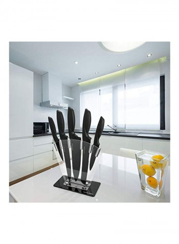 7-Piece Professional Knives Set With Stand Black 13.8x4.1x10.2inch