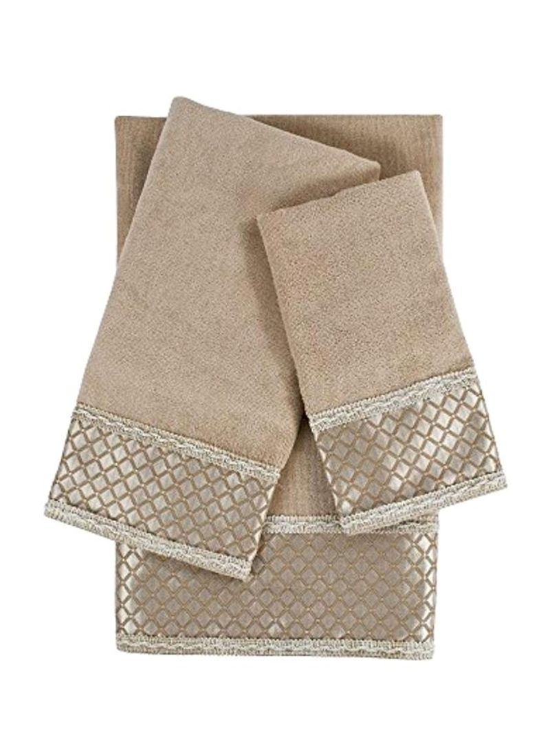 3-Piece Embellished Towel Set Taupe 48x25x0.5inch