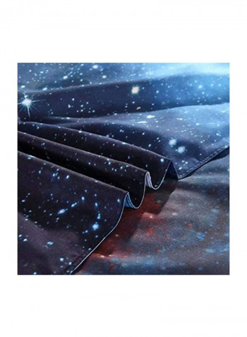 4-Piece Galaxy Printed Duvet Cover Set Polyester Blue/White/Red