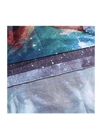 4-Piece Galaxy Printed Duvet Cover Set Polyester Blue/White/Red