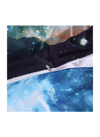 4-Piece Galaxy Printed Duvet Cover Set Polyester Blue/White/Red