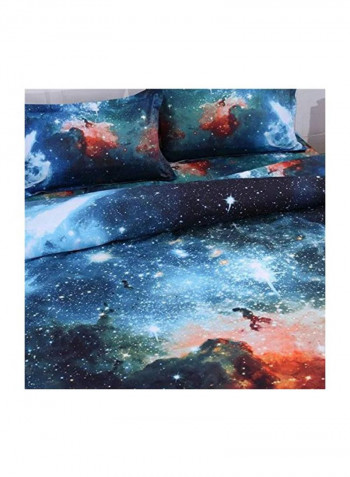 4-Piece Galaxy Printed Duvet Cover Set Polyester Blue/White/Red