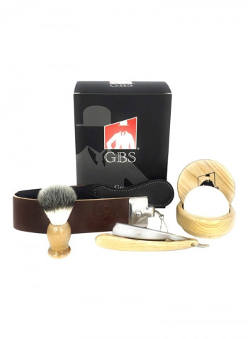 5-Piece Shaving Set Beige/White/Silver
