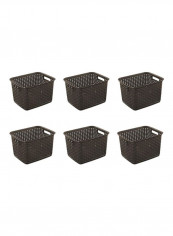 6-Piece Tall Weave Basket Set Espresso 15x12.2x9.38inch