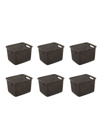 6-Piece Tall Weave Basket Set Espresso 15x12.2x9.38inch
