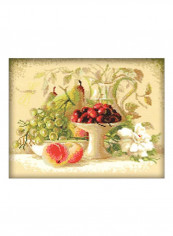 Still Life With Sweet Cherries Cross Stitch Kit Beige/Red/White