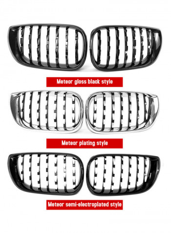 New Semi-plating Front Dual Kidney Grill Grille Fit for BMW E46 3 Series 320i 325i 330xi 325xi 4 DOOR 4D 2002-2005 LCI Facelift Meteor Style