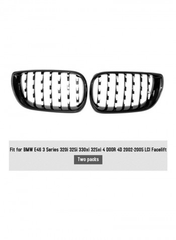 New Semi-plating Front Dual Kidney Grill Grille Fit for BMW E46 3 Series 320i 325i 330xi 325xi 4 DOOR 4D 2002-2005 LCI Facelift Meteor Style