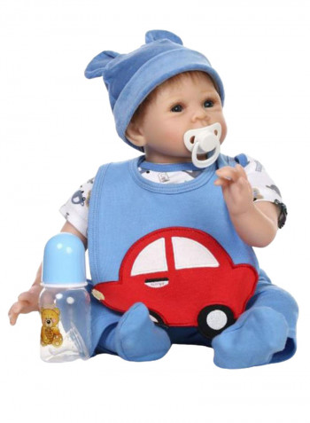 Cute Reborn Baby Doll With Teddy Bear And Bottle 21inch