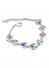 Alloy Crystal Studded Colorful Heart Shaped Bracelet