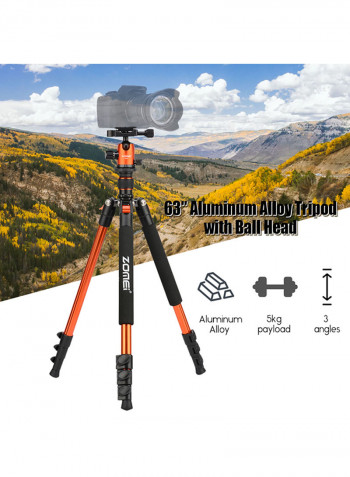 Portable Camera Tripod For DSLR Cameras Orange/Black