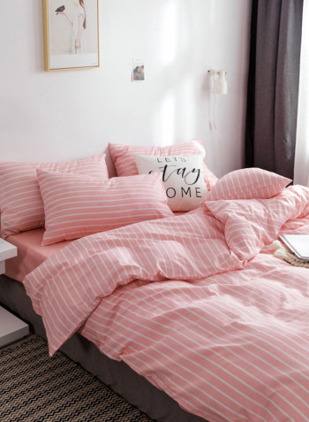 4-Piece Comfortable Single Size Printed Bedding Set Cotton Multicolour 150x200cm