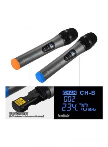 2 Wireless Microphones Set With Receiver