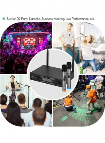 2 Wireless Microphones Set With Receiver