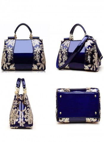 Floral Print Crossbody Bag Blue