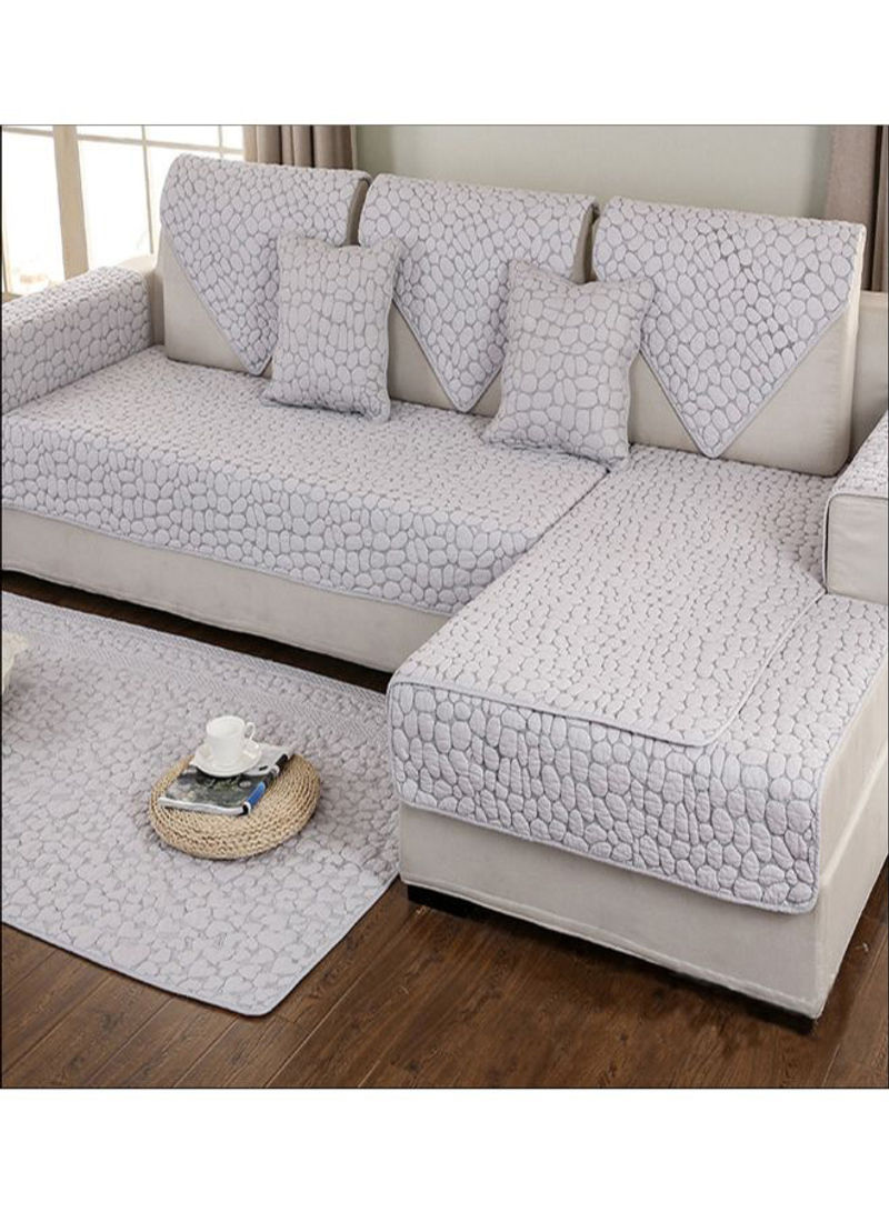 Modern Style Anti-Slip Sofa Slipcover With Cushion Cover Off White