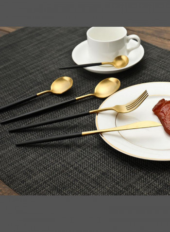 24-Piece Cutlery Set With Gift Box Black-Gold