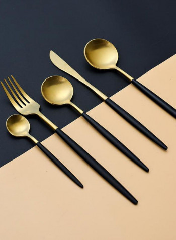 24-Piece Cutlery Set With Gift Box Black-Gold