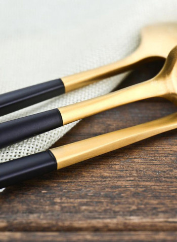 24-Piece Cutlery Set With Gift Box Black-Gold