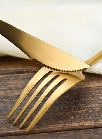 24-Piece Cutlery Set With Gift Box Black-Gold