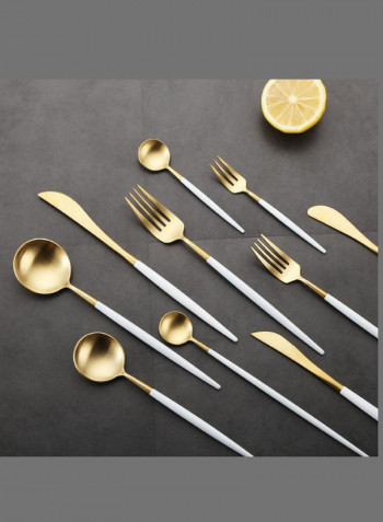24-Piece Cutlery Set With Gift Box White Gold
