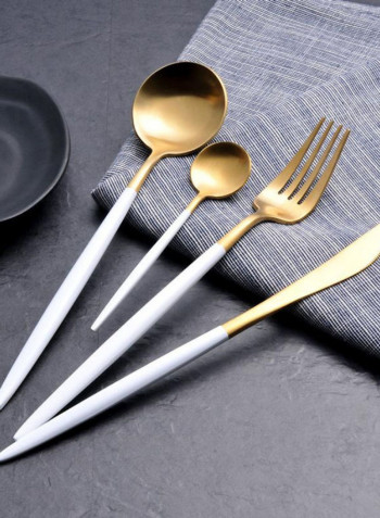 24-Piece Cutlery Set With Gift Box White Gold