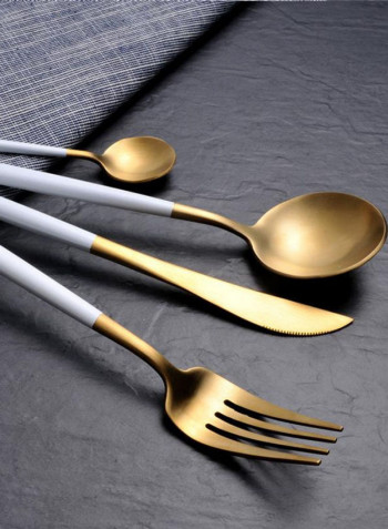 24-Piece Cutlery Set With Gift Box White Gold