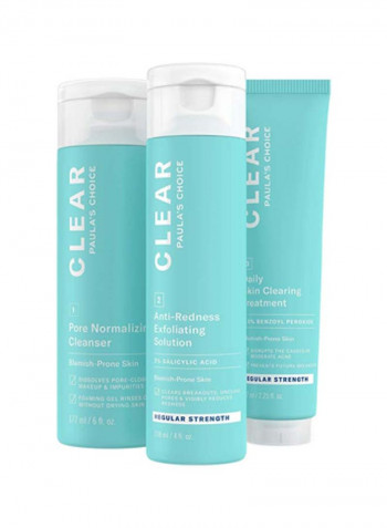 Pack Of 3 Clear Regular Strength Acne Kit